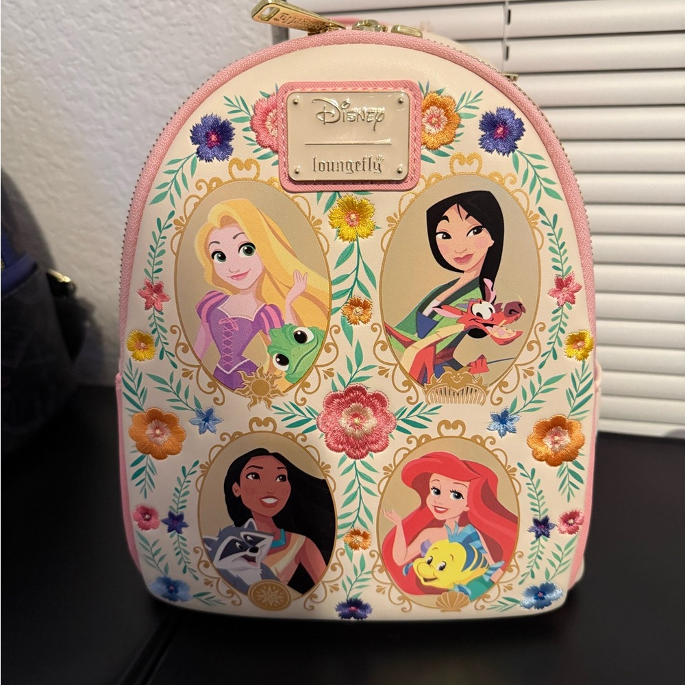 Loungefly Pink Cream Disney Princess Portrait and Pals Mini Backpack